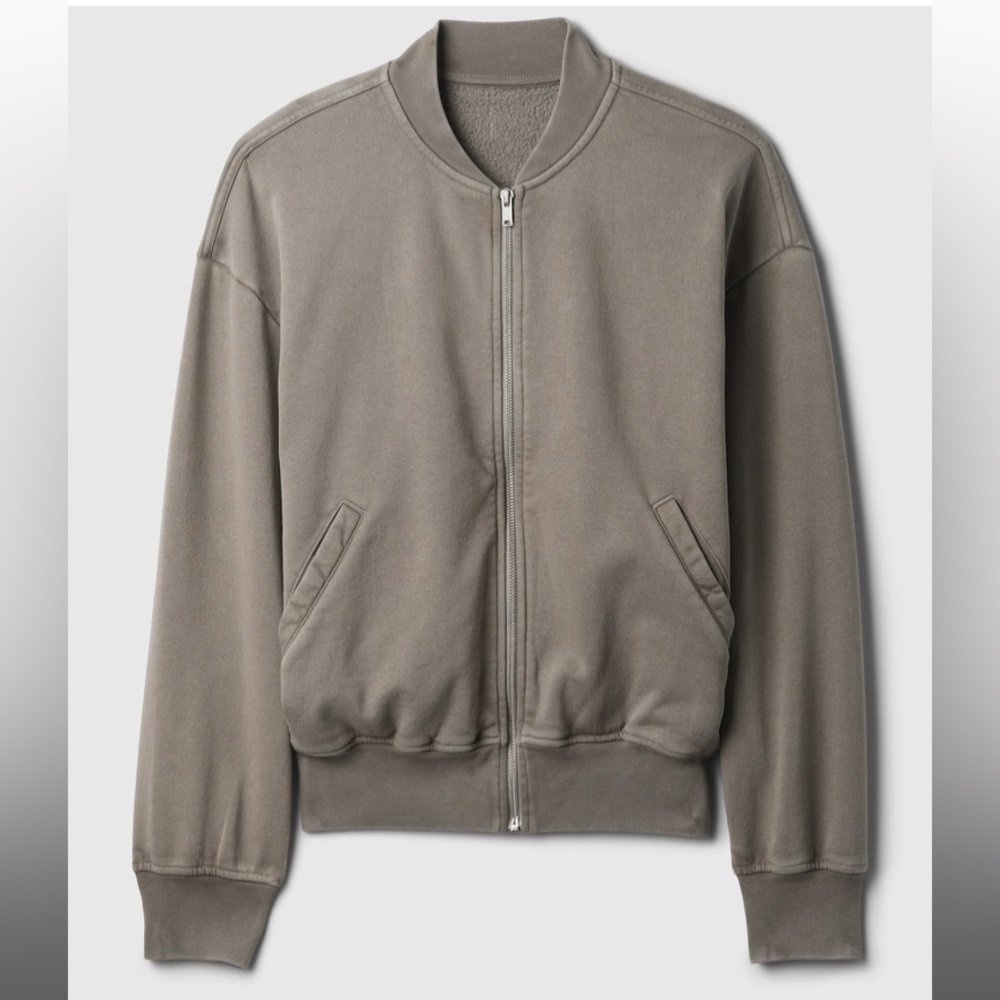 Gap Never Worn Greenish Gray Super Soft Bomber Sweatshirt Women’s Small